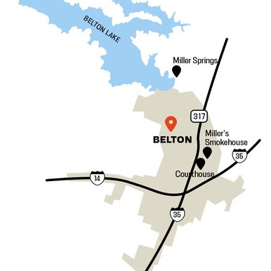 A map of Belton Texas