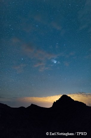 big bend night sky over mountain tops