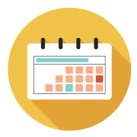 calendar inside a yellow circle