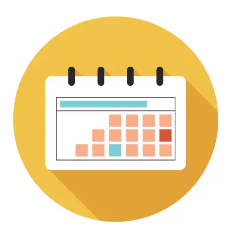 calendar inside a yellow circle