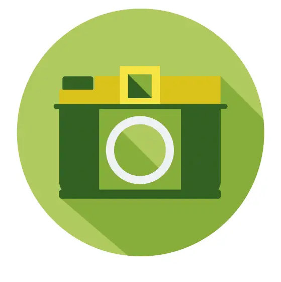 camera in a green circle illustration