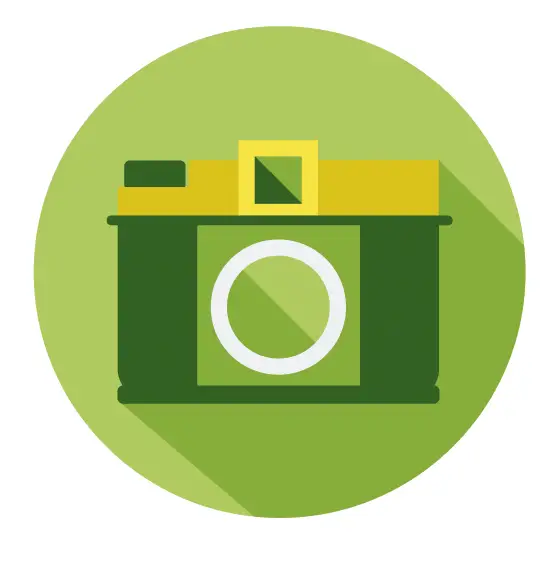 camera in a green circle illustration