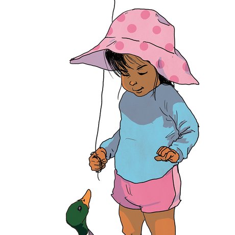 Illustration of a child with a balloon