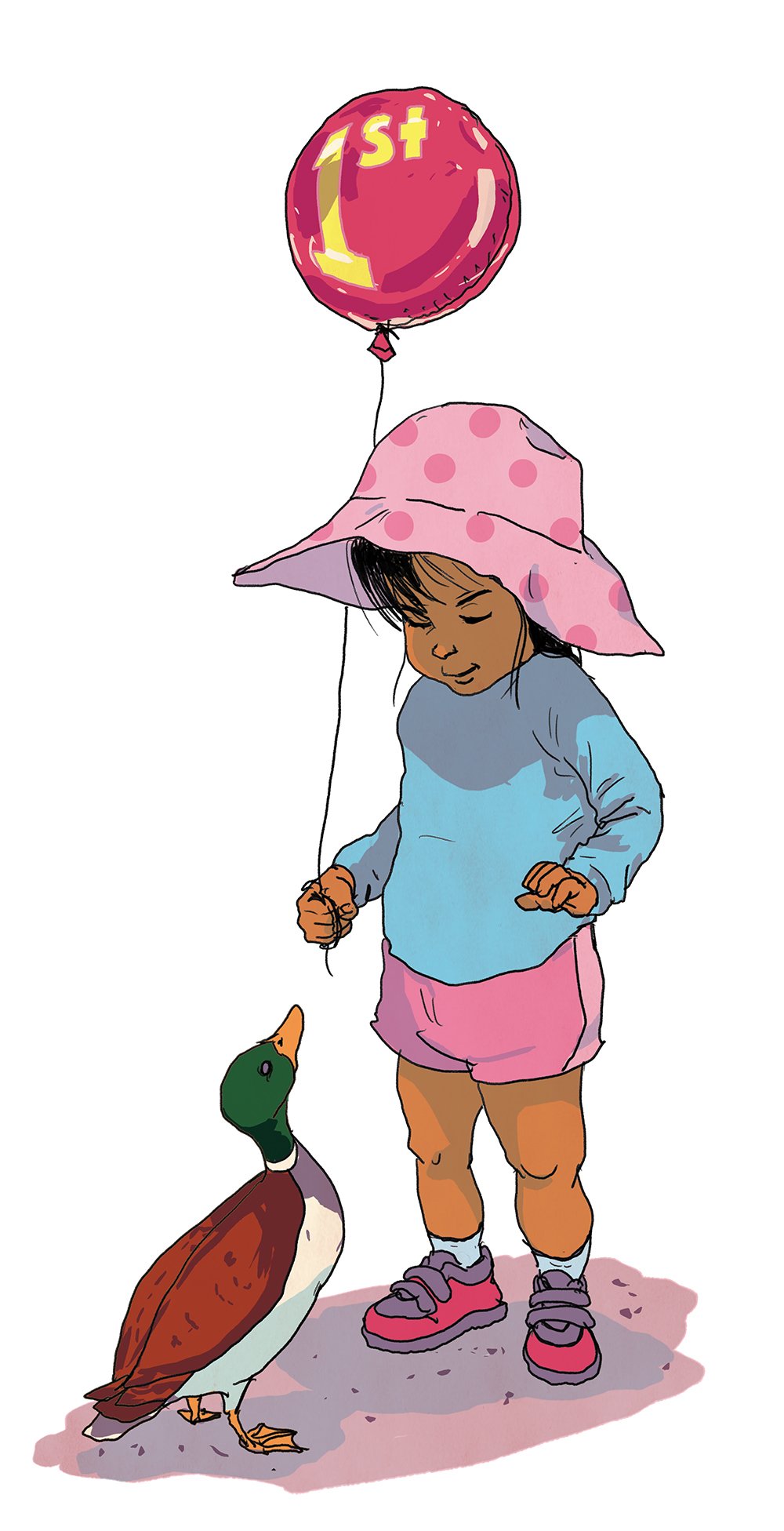 Illustration of a child with a balloon