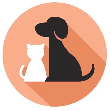cat and dog in a peach circle illustration