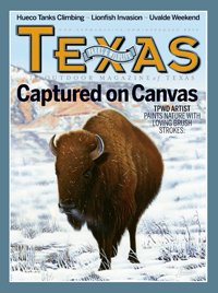 December 2023 Cover - Painting of Buffalo on a snowy plain - Title: Captured on Canvas