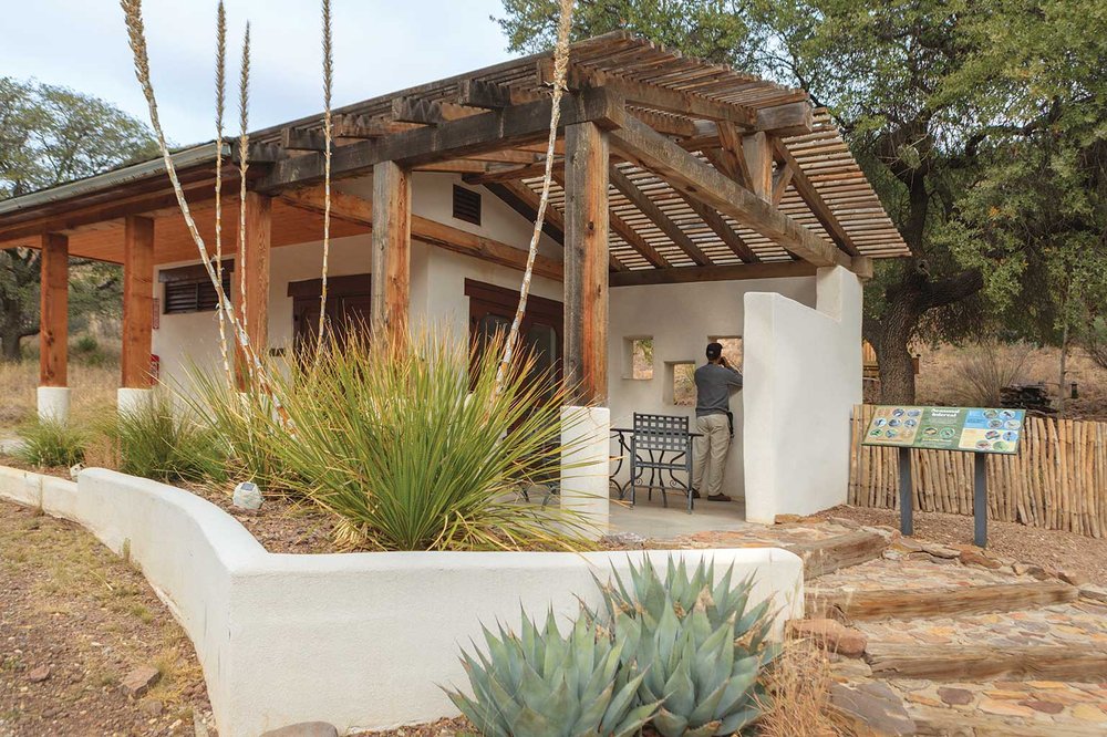 davis mountains blind with a man looking out and opening