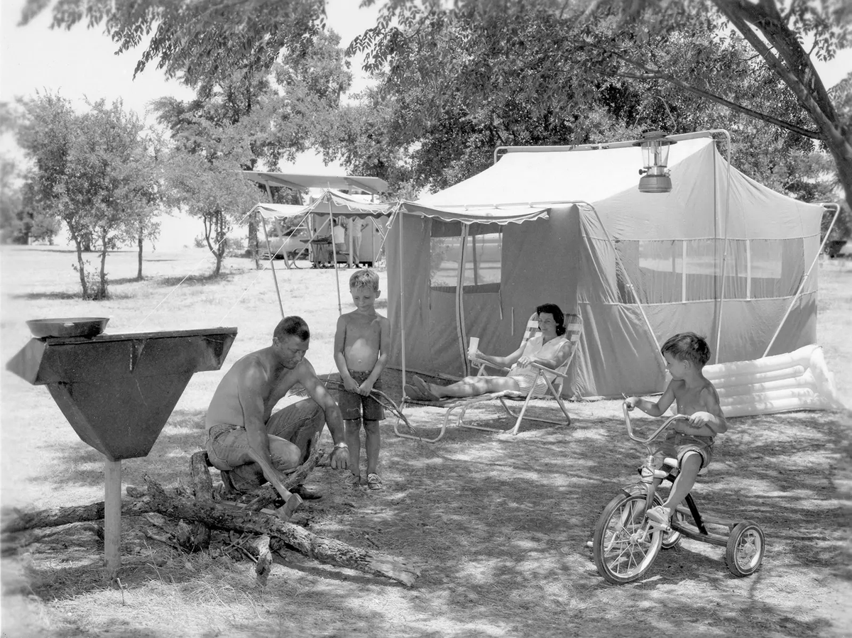 family camping at Lake Whitney State Park
