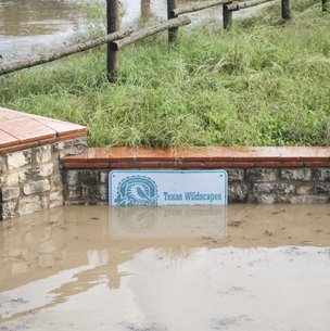 high water mckinney state park with water coming up the middle of the state park sign.