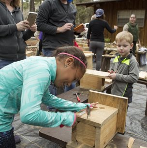 kids building bluebird houses at Martin Dies Jr. State Park