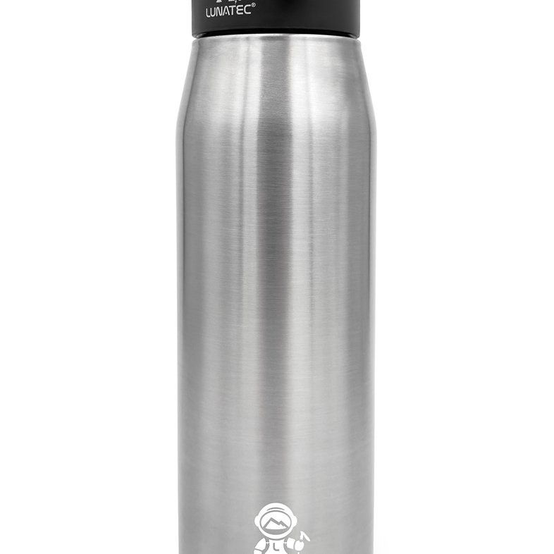 A metal water bottle