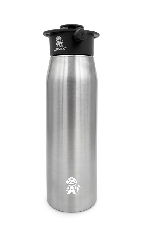 A metal water bottle