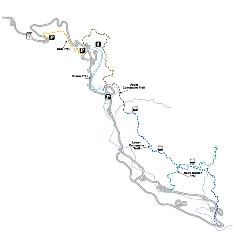 map of Palo Duro Canyon rim-to-rim trails