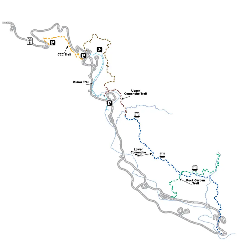 map of Palo Duro Canyon rim-to-rim trails