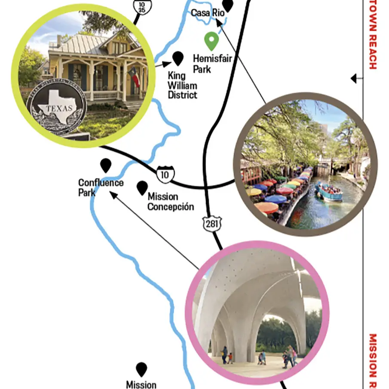 map of San Antonio River Walk