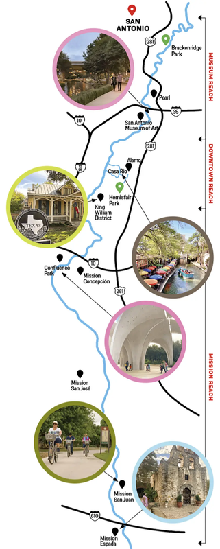 map of San Antonio River Walk