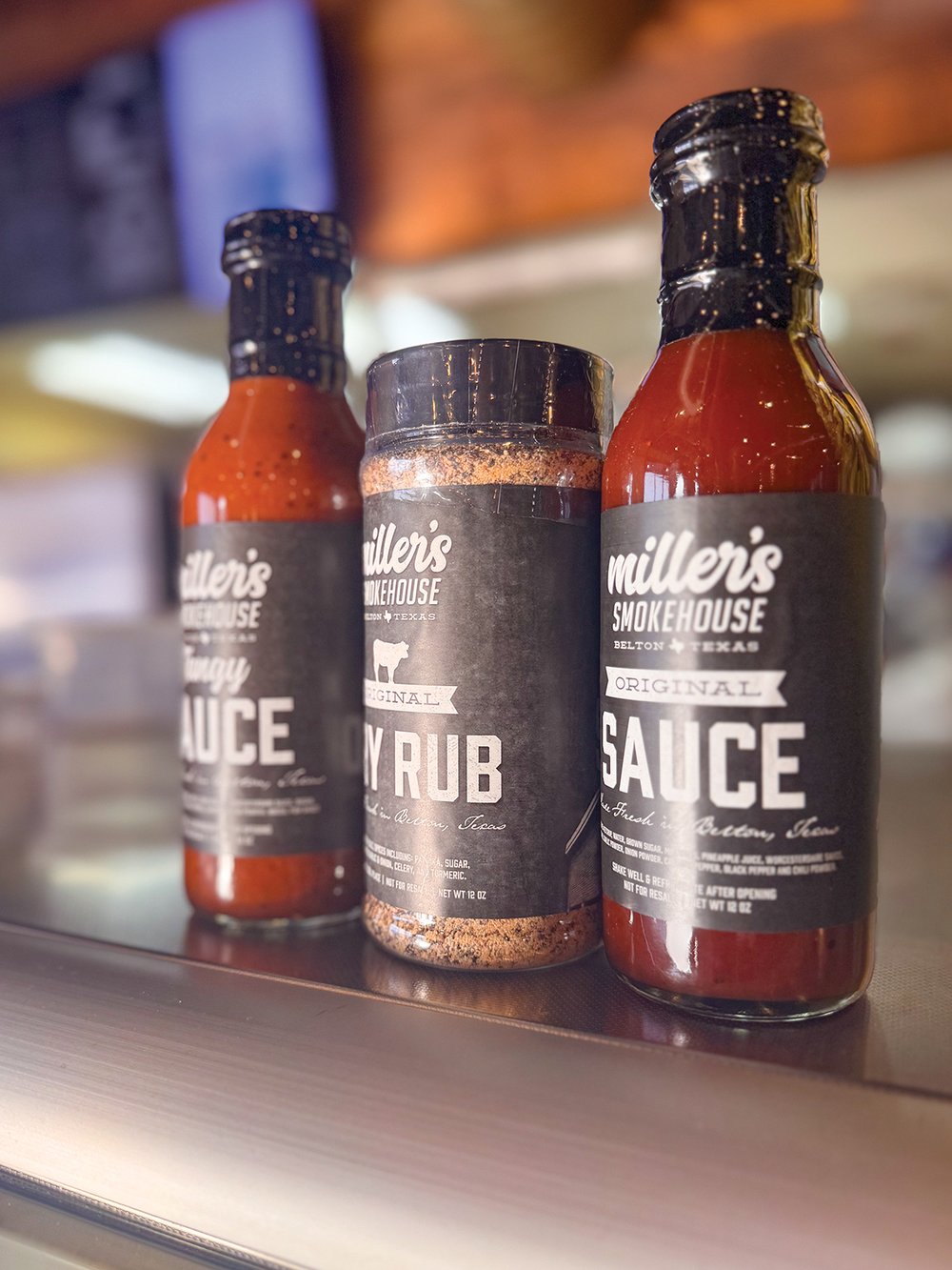 BBQ sauce and dry rub bottles
