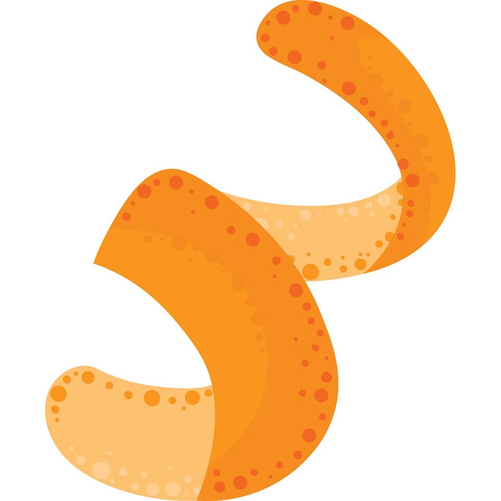 spiral of orange peel illustration with a white background