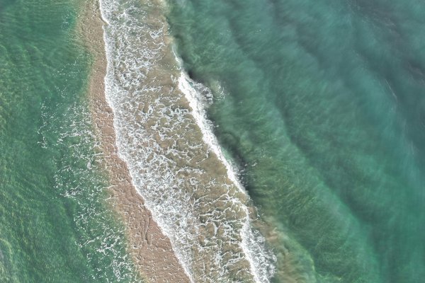 texas coast with a visible sandbar