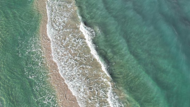 texas coast with a visible sandbar