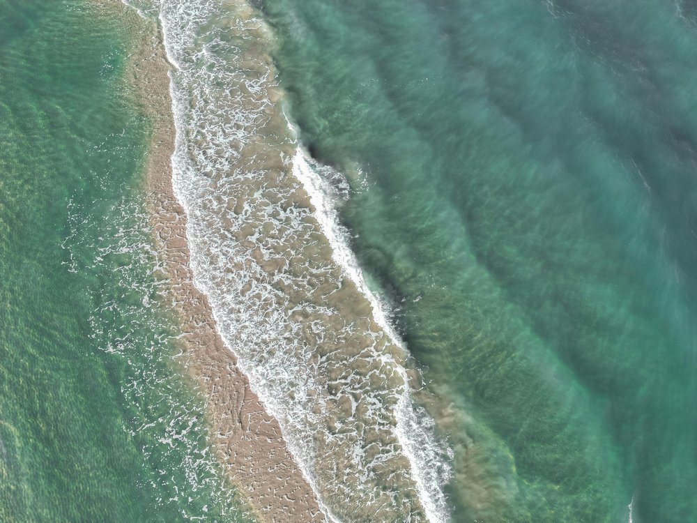 texas coast with a visible sandbar