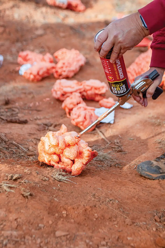 protective orange foam to protect bison bones
