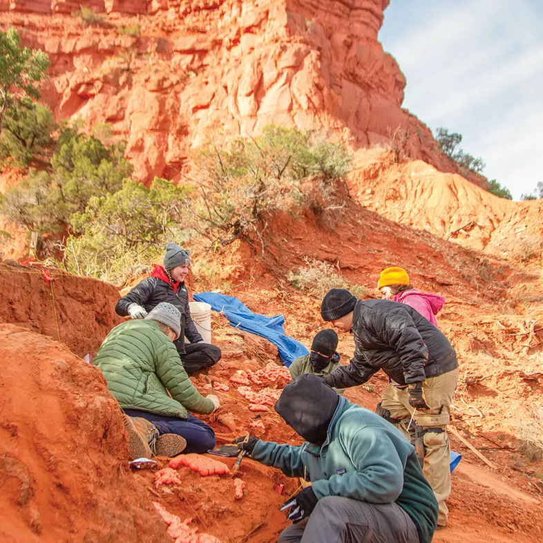 student archeologists at capyrock canyon bison jump