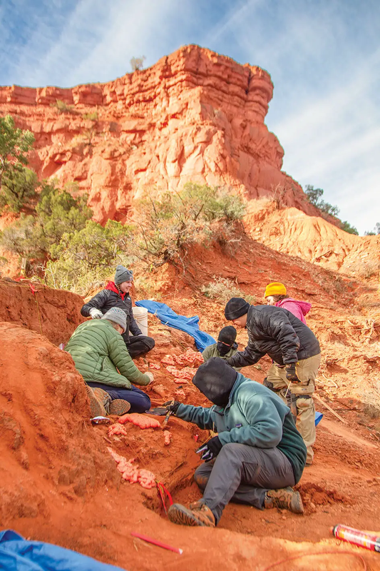 student archeologists at capyrock canyon bison jump