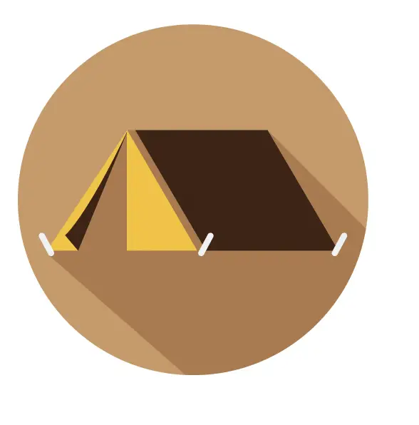 tent in a brown circle illustration