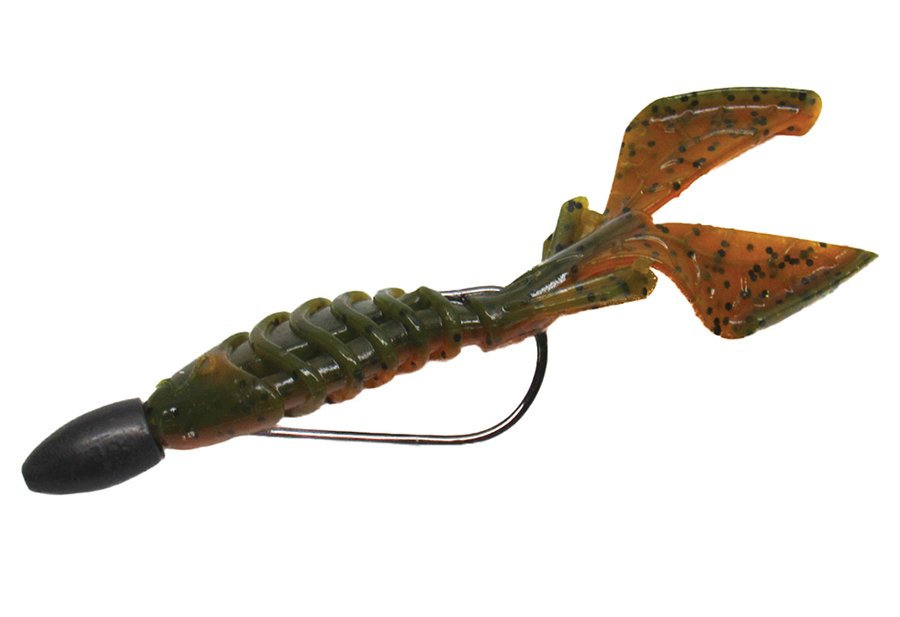 texas-rigged-crawfish lure in the shape of a crawfish