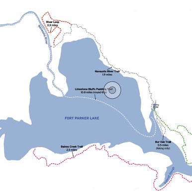 A trail map of Fort Parker Lake
