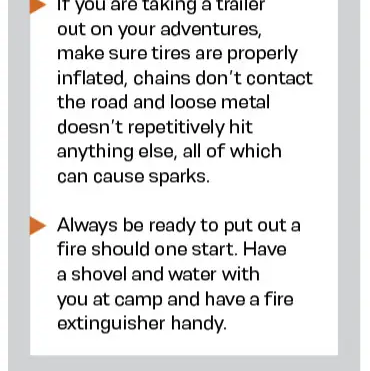 wildfire checklist to avoid accidentally starting a wildfire
